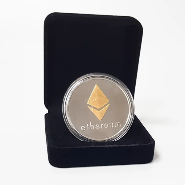 Moneda colectie Ethereum in cutie de prezentare